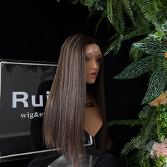 #2/4hl10/14 20" European hair Lace Top wig | RUISA Premium wig and Sheitel wig shop